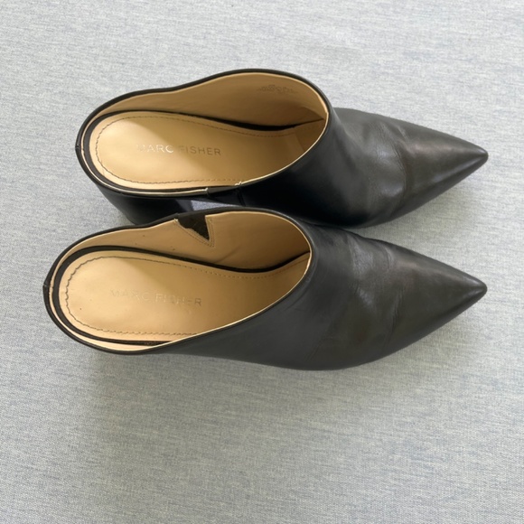 Marc Fisher Black Leather Mules - Picture 2 of 4